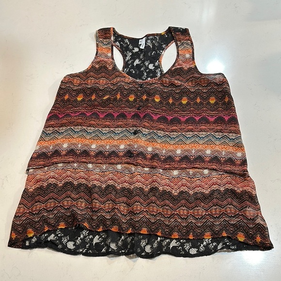 Multicolor Patterned Women's Top - Size Large - Picture 3 of 11